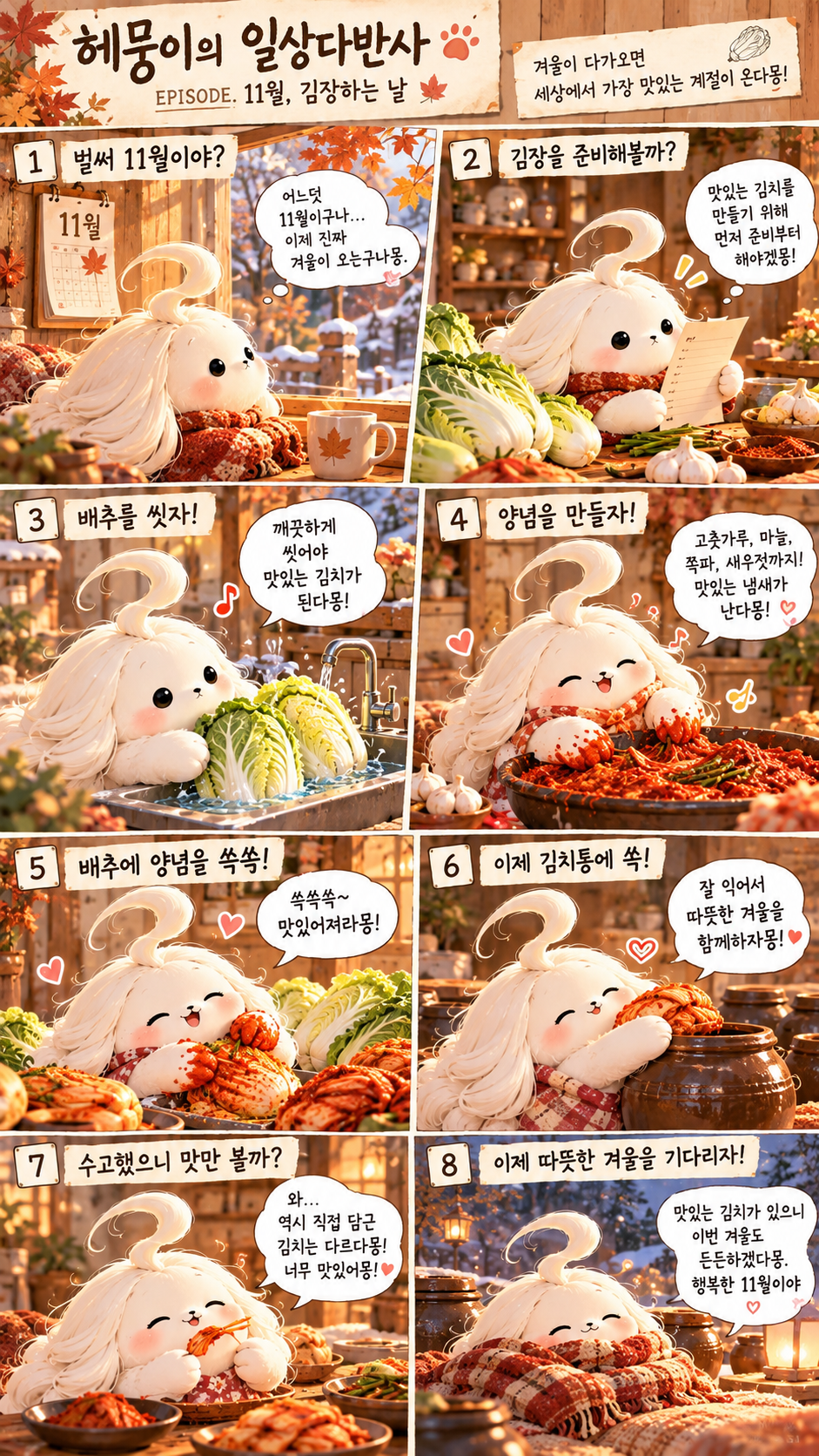 겨울맞이 김장 김치 만드는 헤뭉이